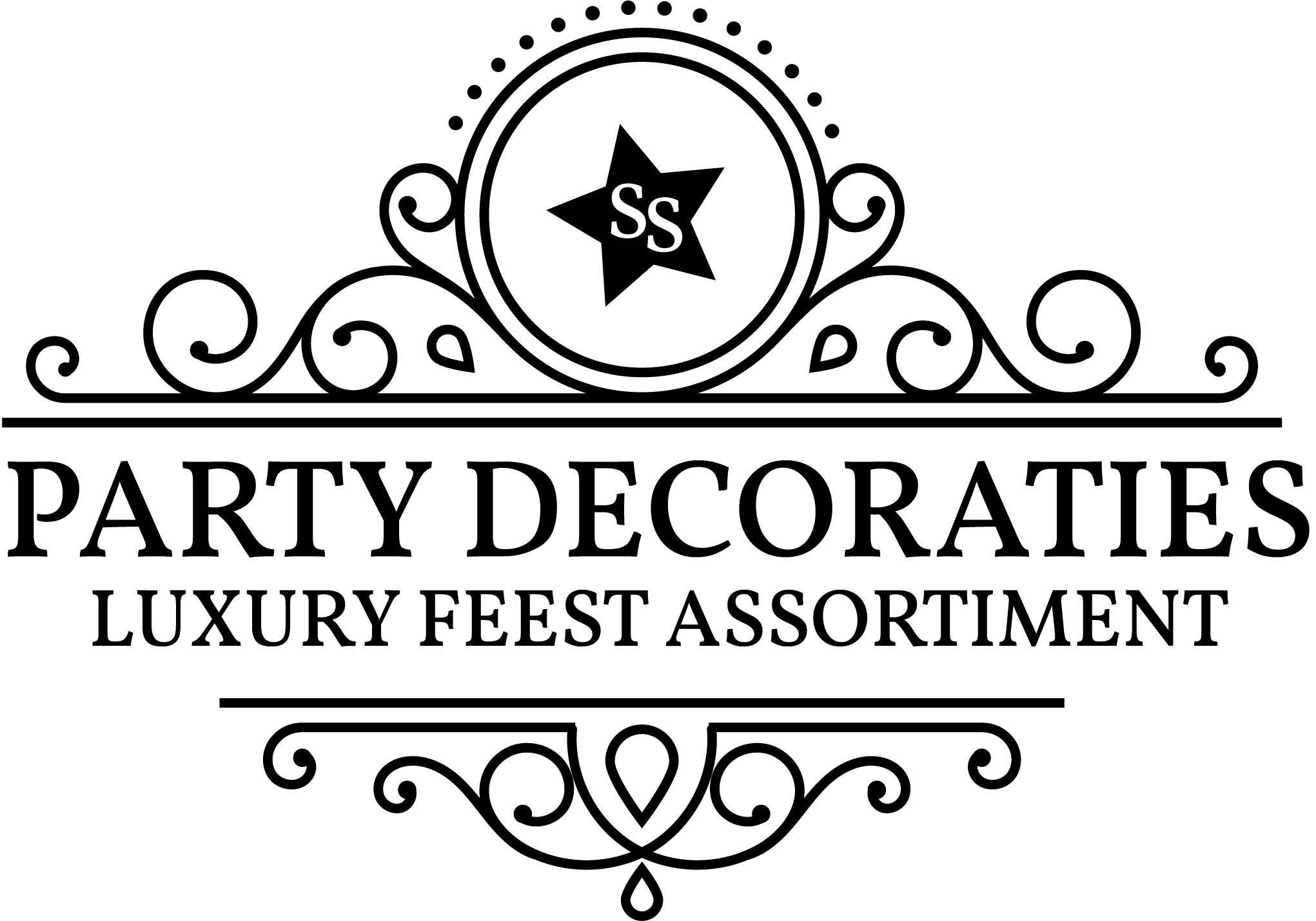 black logo party decoraties